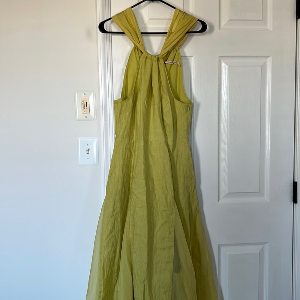 LinenHalter maxi dress with chiffon ties - Picture 2 of 5